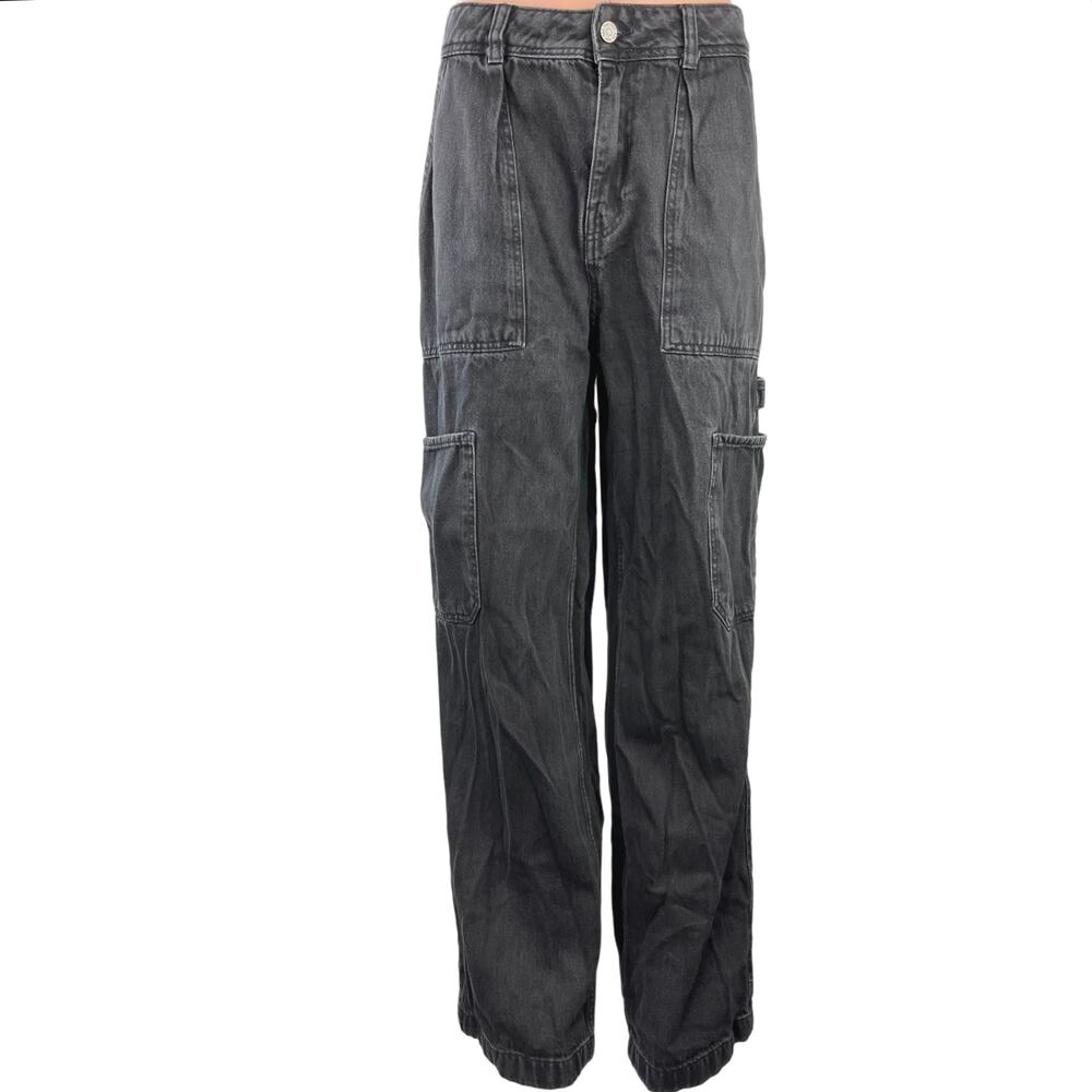 Urban Outfitters BDG Black High Rise Wide Leg Carpenter Cargo Denim Jeans Sz 29
